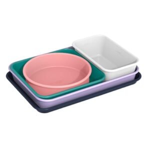 So Yummy by bella 5 Piece Essential Bakeware Set, Baking Trays & Pans with Nonstick Coating, PFAS Free, Cookie Drop Zones & Fill Lines Included, Dishwasher Safe, Assorted Colors, So Yummy
