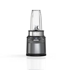 Ninja BN400 Nutri Pro Compact Personal Blender, Auto-iQ Technology, 1000-Watts, for Frozen Drinks, Smoothies, Sauces & More, with 18-oz. & 24-oz. To-Go Cups & Spout Lids, Stone Silver (Renewed)