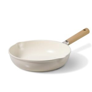 CAROTE 10" Ceramic Frying Pan Skillet, Non Stick Skillet Chef's Pan, Healthy & PFOA/PFAS Free, Induction-Compatible, Taupe