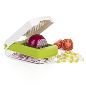 PrepWorks Compact Veggie Chopper – Space-Saving Manual Vegetable Cutter, Easy-to-Use, Stainless Steel Blades, BPA-Free