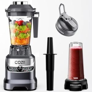COZII Professional Blender 2000W, Smoothie Countertop Blenders for Kitchen, 64 Oz Pitcher/21-Oz To-go Cup, 7 Preset Programs for Ice Crush/Frozen Drinks/Dips/Nut Butter, High Speed, Dishwasher Safe