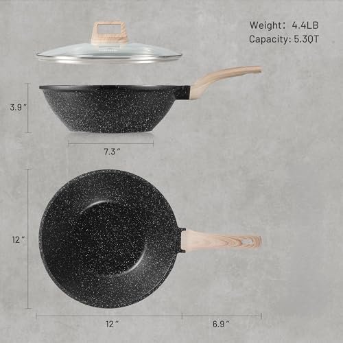 Discover the CAROTE Non Stick Wok with Lid: A Kitchen Must-Have for Every Cook - Image 2