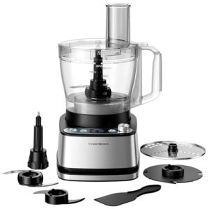 TWOMEOW Food Processor, 4 Programs & Pulse,1000W Max Power,12 Cups Total Volume for Slicing, Mincing, Dicing, Shredding, Puree, Dough and Vegetable Chopper Clean Bowl Scraper, Stainless Steel
