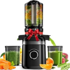 GlowWise Cold Press Juicer Machines for Whole Vegetables & Fruits, Slow Masticating Juicer Maker with Wide Feed Chute, High Juice Yield, Easy to Clean, Black