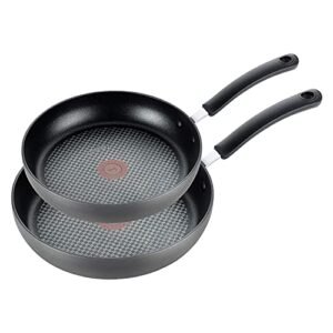 T-fal Ultimate Hard Anodized Nonstick Fry Pan Set 2 Piece, 8, 10 Inch, Oven Broiler Safe 400F, Kitchen, Cookware, Pots and Pans Set Non Stick, Frying Pans, Dishwasher Safe, Black