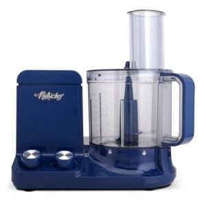 NutriChef Food Processor | 2 QT Capacity | Ultra-Quiet Multipurpose Motor | Includes 6 Attachment Blades | Silicone Base for Secure Grip | 12-Cup Capacity | Pre-Set Speeds for Easy Use (Blue)