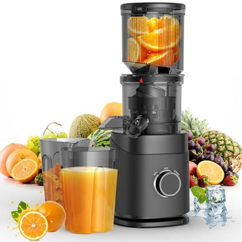 Juicer Machines, 150 Watts Cold Press Juicer with Wide Chute, Slow Masticating Juicers, High Juice Yield for Leafy Greens, Fruits & Vegetables, Easy to Clean