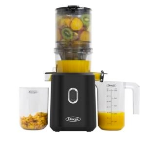 Omega Cold Press Juicer – Slow Masticating Hands Free Juicer Machine for Vegetables and Fruits with Wide Mouth Hopper for Whole Recipe Batch Juicing, Time Saving Series, Easy to Clean, 150-Watt Motor