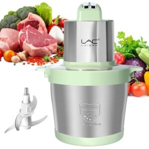 24 Cup Large Capacity Food Processors,Meat Grinder Veggie Chopper with Stainless Steel Bowl,3 Speeds,4 Bi-Level Bladesand Spatula for Baby Food,Meat,Onion,Vegetables,Fruits