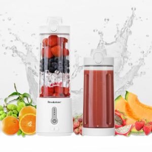 Brookstone 500mL Compact Portable Blender with Additional Lid for On-the-Go Convenience - Personal Blender Perfect for Shakes, Smoothies, Food Prep, and Frozen Blending, BPA-Free (White)