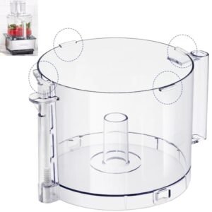 Top with 4 Locking Tabs DLC-005AGTXT1 Food Processor Work Bowl Replacement with Handle 14-Cup Compatible With Cuisinart DFP-14,Fits DFP-14NWBCT1 Work Bowl Cover