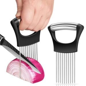 ZOKXOIY 2025 Premium Onion Slicer, Stainless Steel Onion Holder for Slicing Onion, Kiwifruit, Tomatoes, Avocados, Eggs, Lemon, Meat, Third Generation Onion Cutter