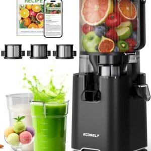 ECOSELF Cold Press Juicer with 3 Filters (For Juice/Sorbet/Nut Milk), Juicer Machines With 6.0" Wide Mouth Hopper, Self Feeding & Hands-Free Design, Upgraded Motor, Juicer for Family Gathering Party