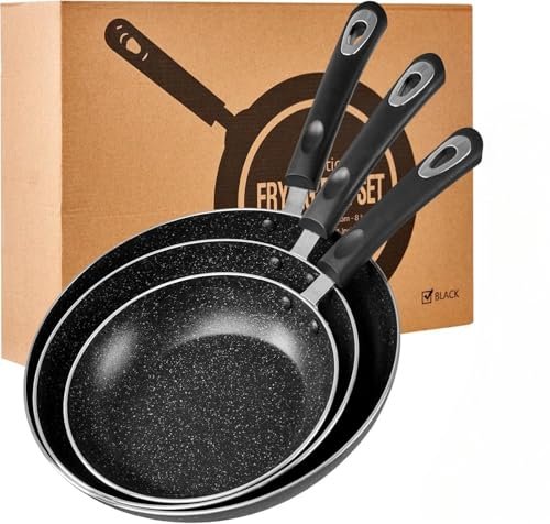 HooJay Nonstick Frying Pan Set-3-Pieces Skillet Set Induction Compatible,8 Inch,9.5 Inch and 11 Inch