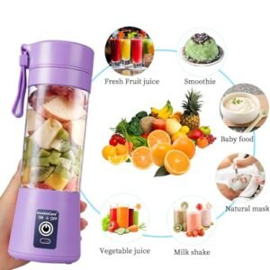 Portable Blender Cup,Electric USB Juicer Blender,Portable Juicer For Shakes and Smoothies, juice,380ml, Six Blades Great for Mixing,light purple