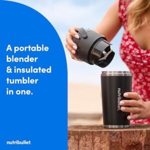 nutribullet Flip Portable Blender with Insulated Cup, Cordless, Black, NBPB50350AK
