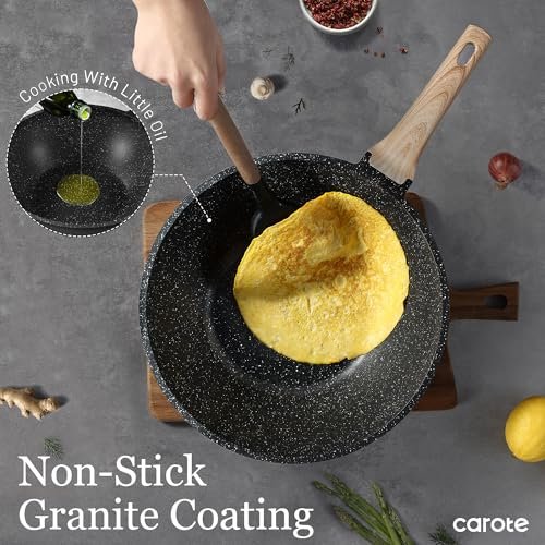 Discover the CAROTE Non Stick Wok with Lid: A Kitchen Must-Have for Every Cook - Image 3