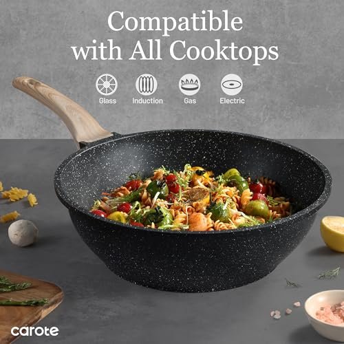 Discover the CAROTE Non Stick Wok with Lid: A Kitchen Must-Have for Every Cook - Image 5