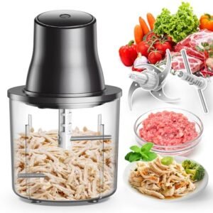 Food Processors, 2 IN 1 Electric Chicken Shredder &Food Chopper with 250W Copper Motor,1.5L Bowls & 2 Bi-Level Blades,One-Touch Electric Chicken Breast Shredder Tool-Smart Overheat Protection