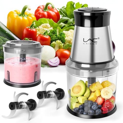 Mini Small Food Processor 4 Cup,Meat Grinder with 2 Bowls,Electric Food Chopper,Powerful Motor 2 Speed & 4 Blades for Baby Food,Meat,Onion,Vegetables,Fruits