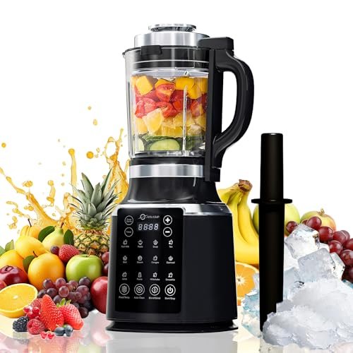 Glass Blenders for Kitchen with Tamper, Blender for Smoothies, Professional Blenders 1500W Motor, 9 Adjustable Speeds, 14 Preset Programs, High-Speed Heating Blender for Nut Milk, Soups, Sauces & More