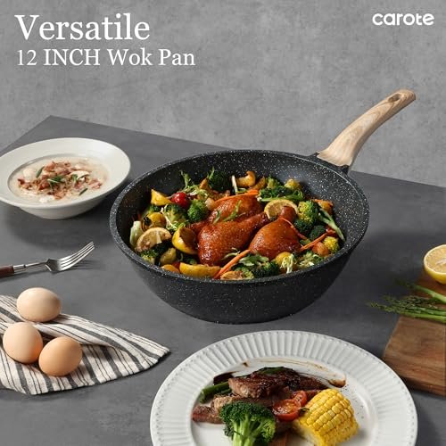 Discover the CAROTE Non Stick Wok with Lid: A Kitchen Must-Have for Every Cook - Image 4