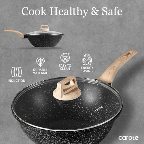 Discover the CAROTE Non Stick Wok with Lid: A Kitchen Must-Have for Every Cook - Image 7