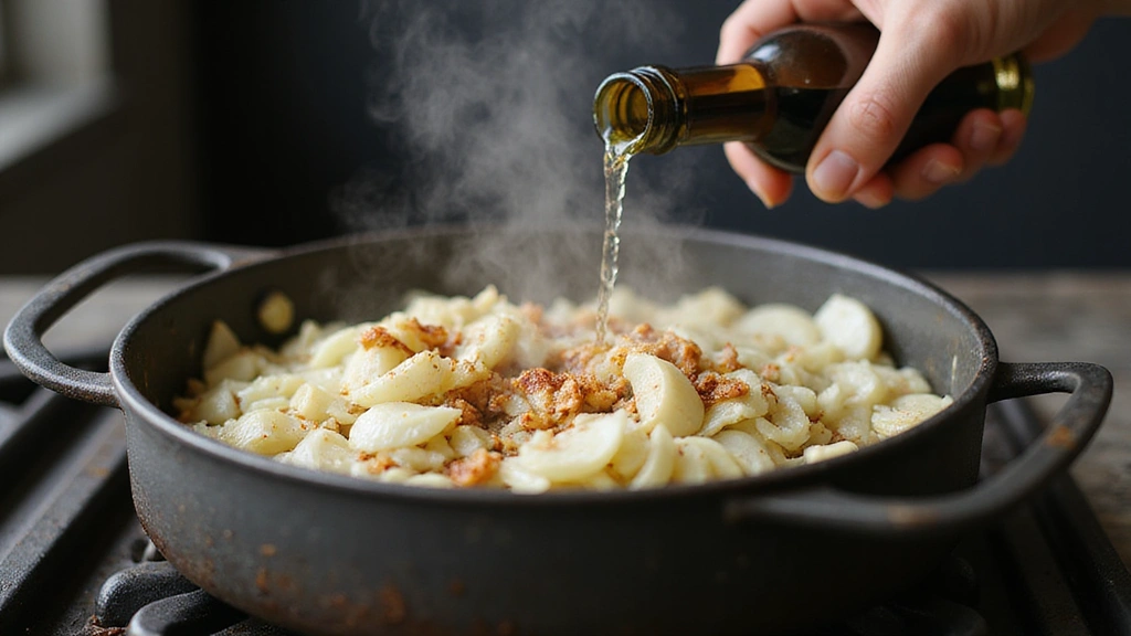 How to Make Traditional French Onion Soup: Rich and Savory - Step 3: Add Garlic and Deglaze 1