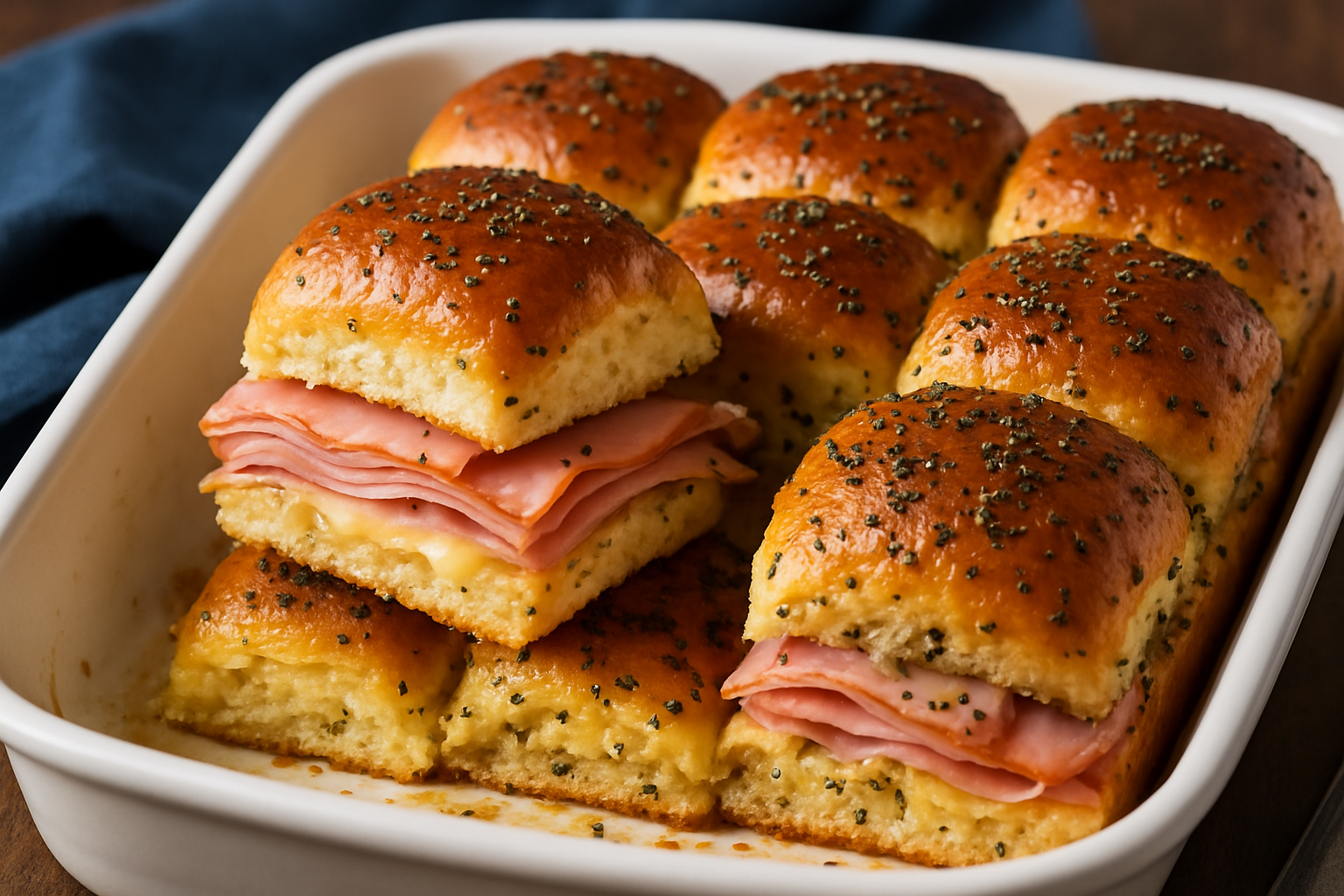hawaiian roll sandwiches in oven